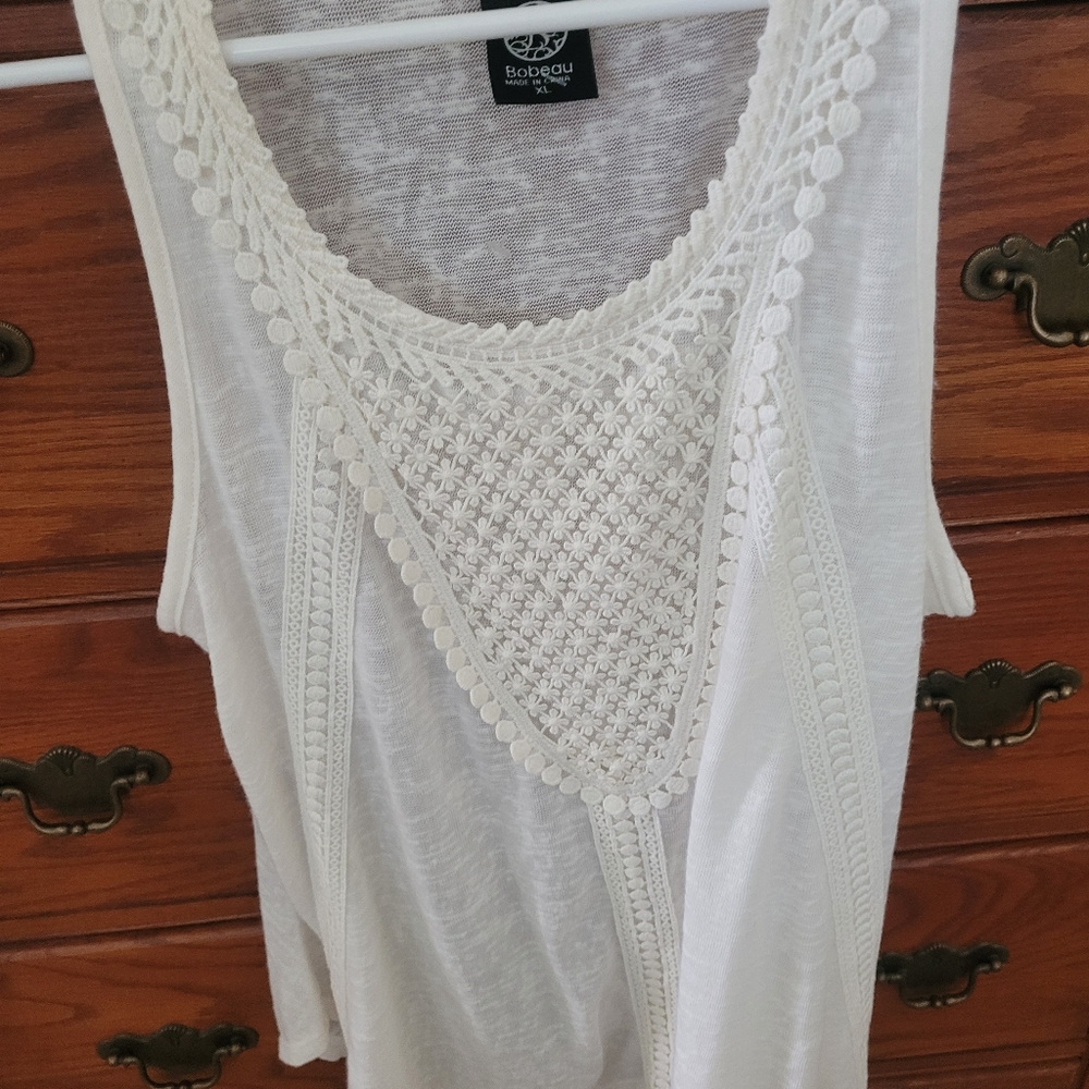 Off White Sleeveless Crochet Top